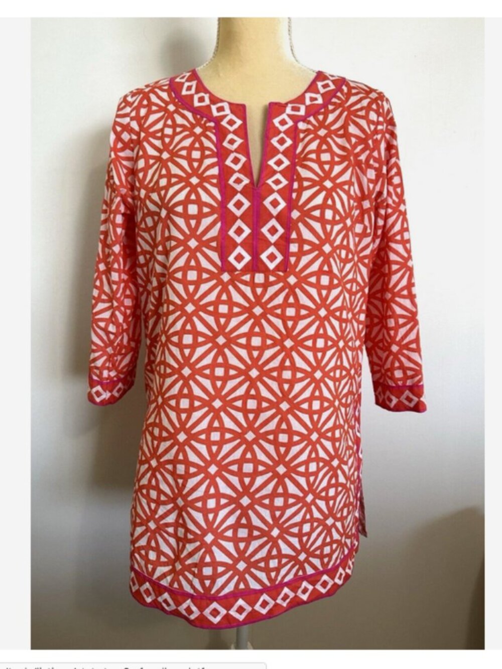 GRETCHEN SCOTT Orange Pink Tunic Top Size Small Coverup